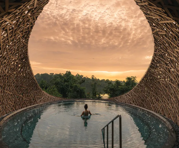 The swimming pool at Mandai Rainforest Resort by Banyan Tree in Singapore