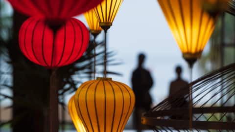 Bright, glowing lanterns at Banyan Tree Lang Co