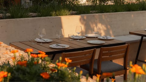 A table ready for its diners at Centrale Luštica Bay by Angsana